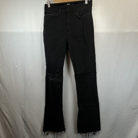 Hudson Barbara Bootcut Jeans High Rise Distressed Because The Night Black 30 EUC - Picture 2 of 11